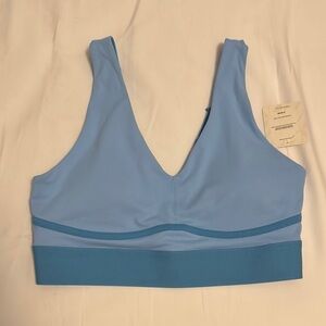 Fabletics Blue Sports Bra Moisture-Wicking Stretch